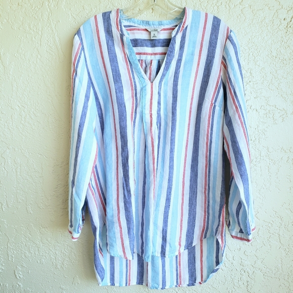 L. L. Bean Striped Linen Tunic Size M